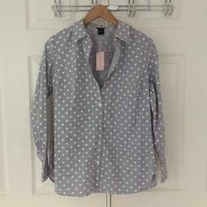 Ann Taylor Striped Polka Dot Button Down Shirt